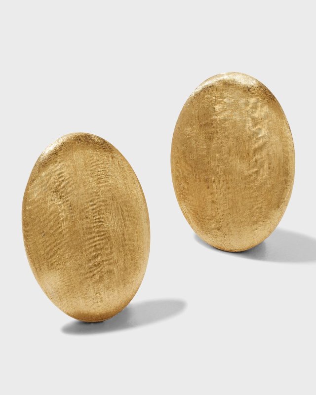Siviglia Yellow Gold Oval Stud Earrings